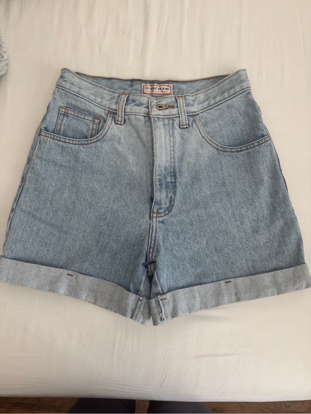 Guess Light Blue Rolled Hem Denim Shorts